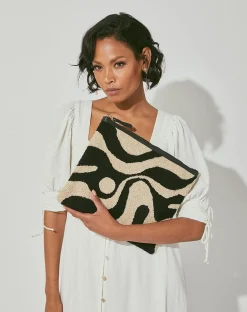 Cleobella Handbags-Abstract Yin-Yang Clutchmulti