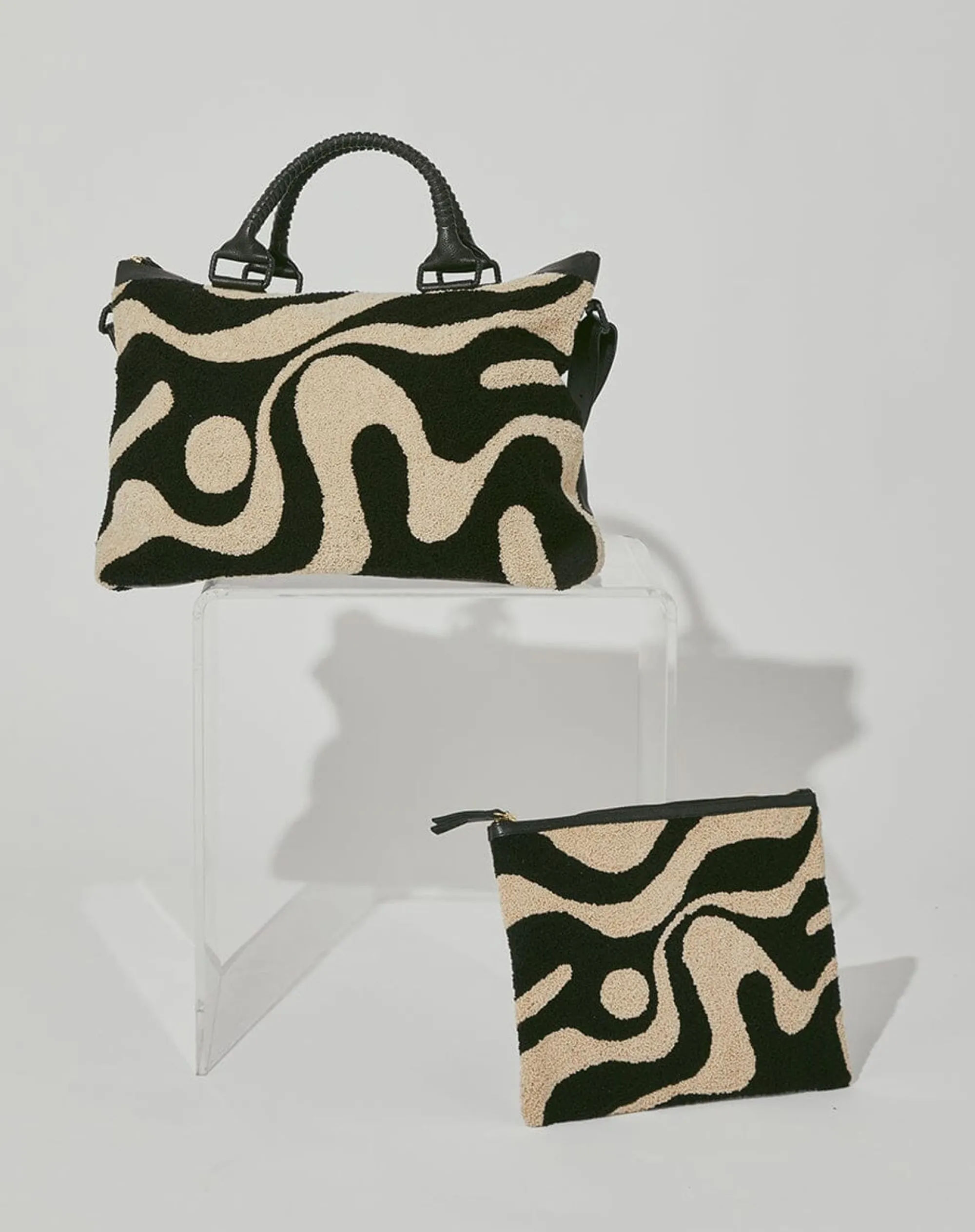 Cleobella Handbags-Abstract Yin-Yang Clutchmulti