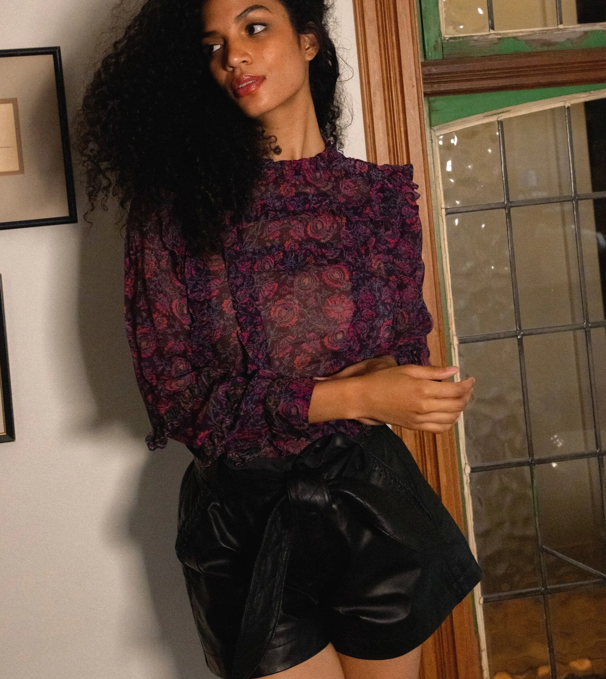 Cleobella Bottoms-Alva Leather Shortsblack