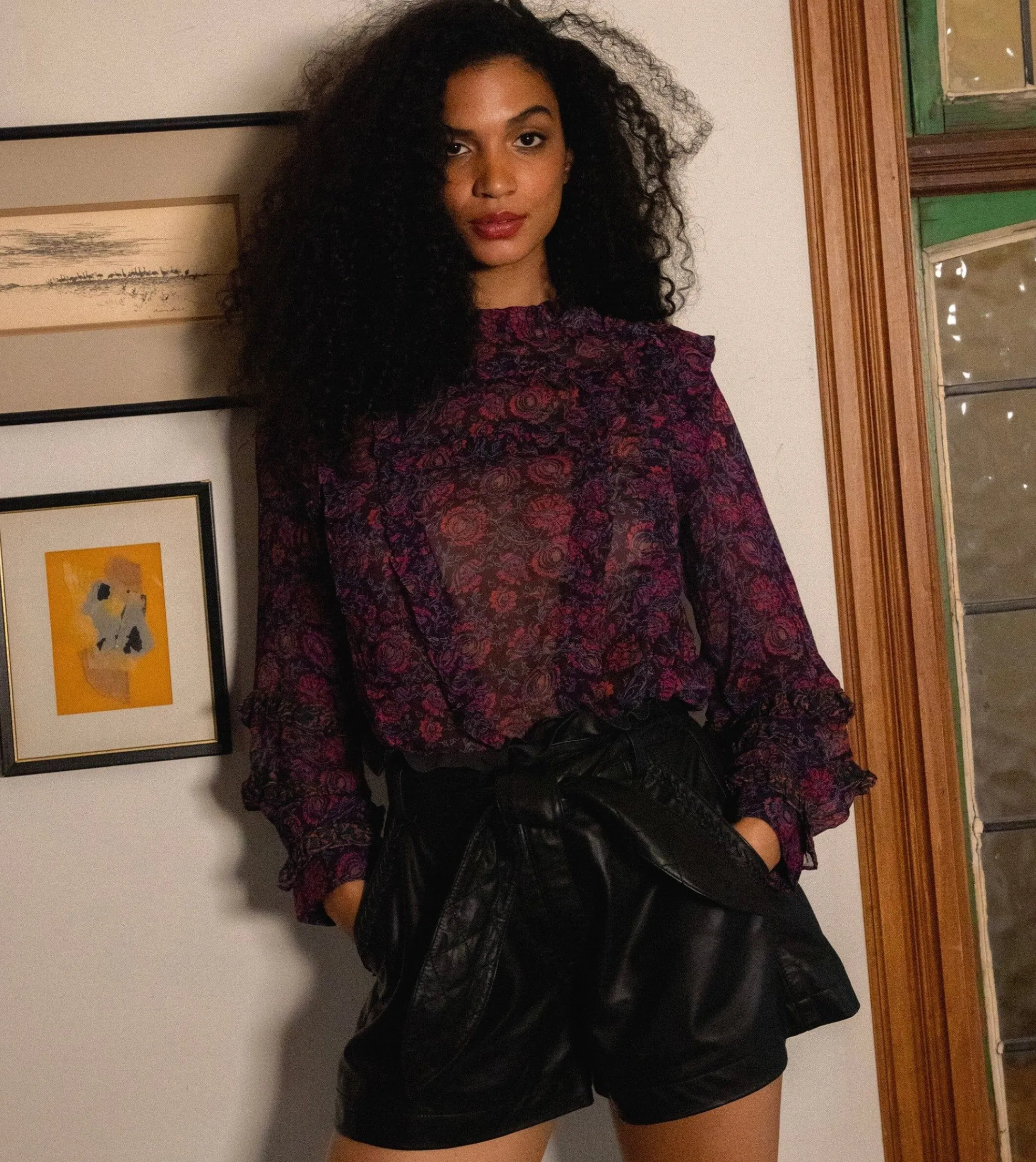 Cleobella Tops-Fiorella Blousebordeaux Floral