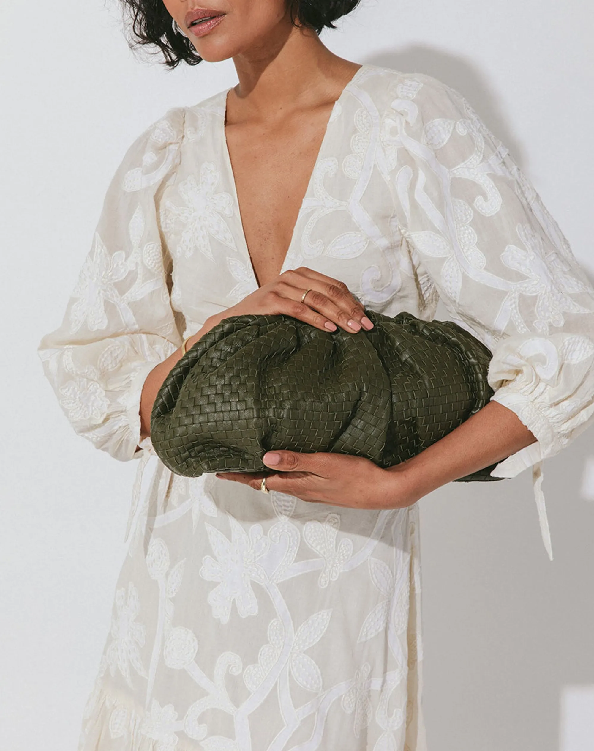 Cleobella Handbags-Gigi Woven Clutcholive