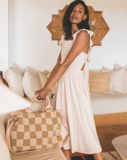 Cleobella Handbags-Weekendercheckered Beige